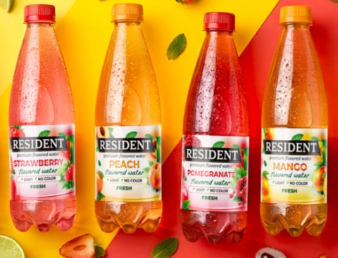 Resident : design d'étiquette pour eau aromatisée aux fruits
