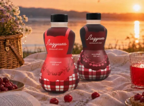 Ladushka signe ses jus de fruits avec une silhouette féminine